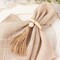 4 Natural Cream Round Wooden Napkin Rings Beaded Woven Jute Tassels Party Events